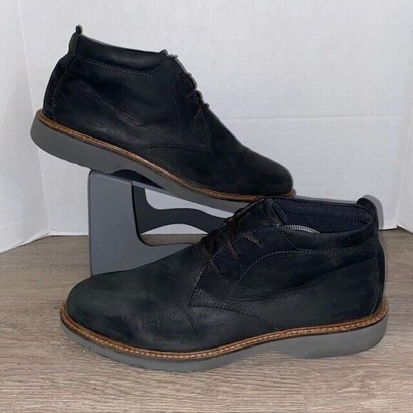 Ecco Men\'s Ian Sz 46 US 10 - 10.5 Black Leather Suede Lace Up Chukka Boots
